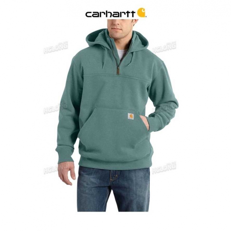 Vert Carhartt Rain Defender Loose Fit Heavyweight Quarter-Zip Sweatshirt - Danmark BAF-7819177