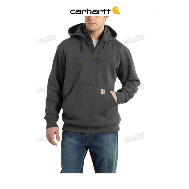 Carbon Heather Carhartt Rain Defender Loose Fit Heavyweight Quarter-Zip Sweatshirt Carbon - Danmark CLI-5009365