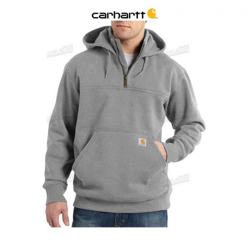 Heather Gray Carhartt Rain Defender Loose Fit Heavyweight Quarter-Zip Sweatshirt Heather - Danmark HOY-8445525