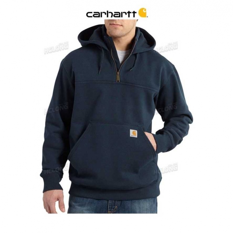 Bleu Marine Carhartt Rain Defender Loose Fit Heavyweight Quarter-Zip Sweatshirt Bleu - Danmark VOQ-9249809