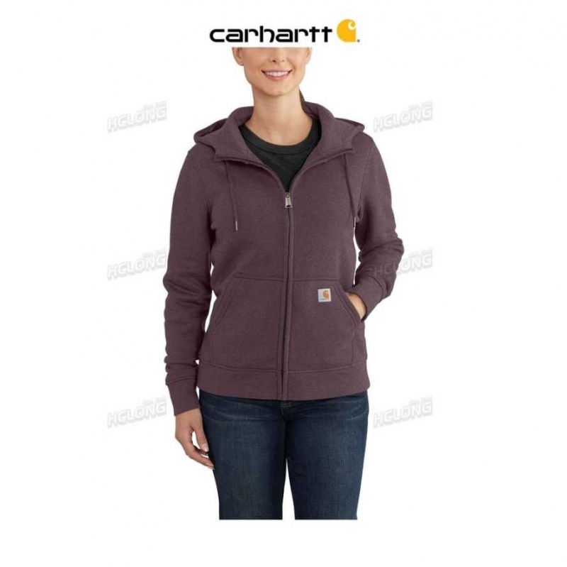 Blackberry Heather Carhartt Relaxed Fit Midweight Full-Zip Sweatshirt Blackberry - Danmark HOH-2401456