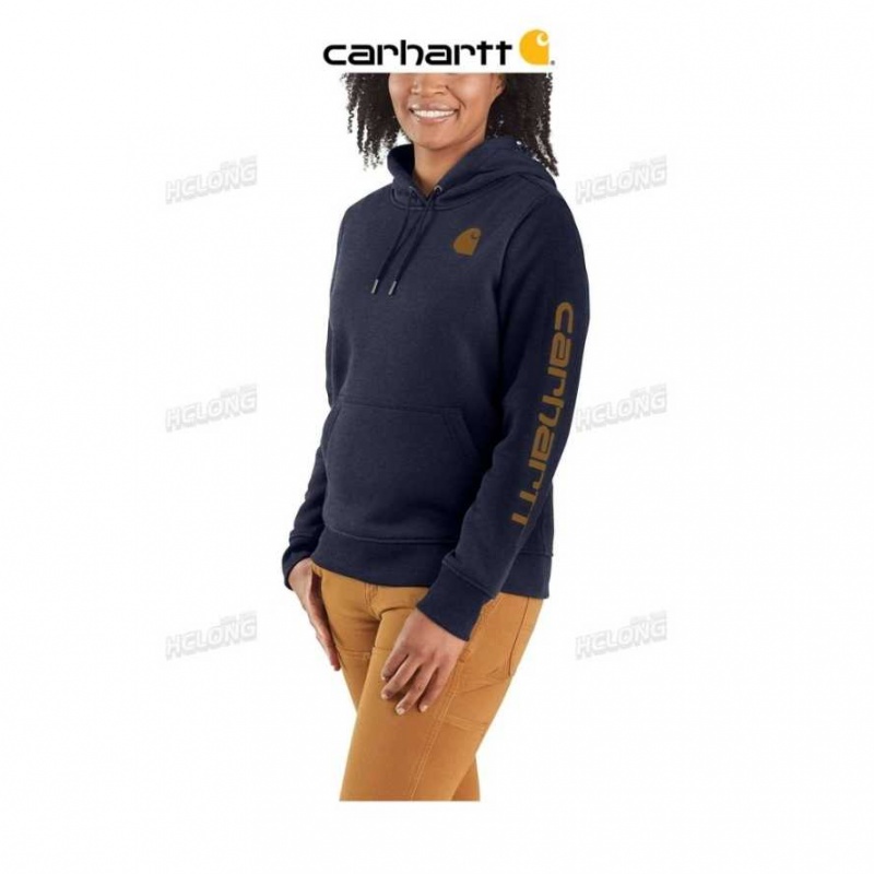 Bleu Marine Carhartt Relaxed Fit Midweight Logo Sleeve Graphique Sweatshirt Bleu - Danmark ANN-6320767