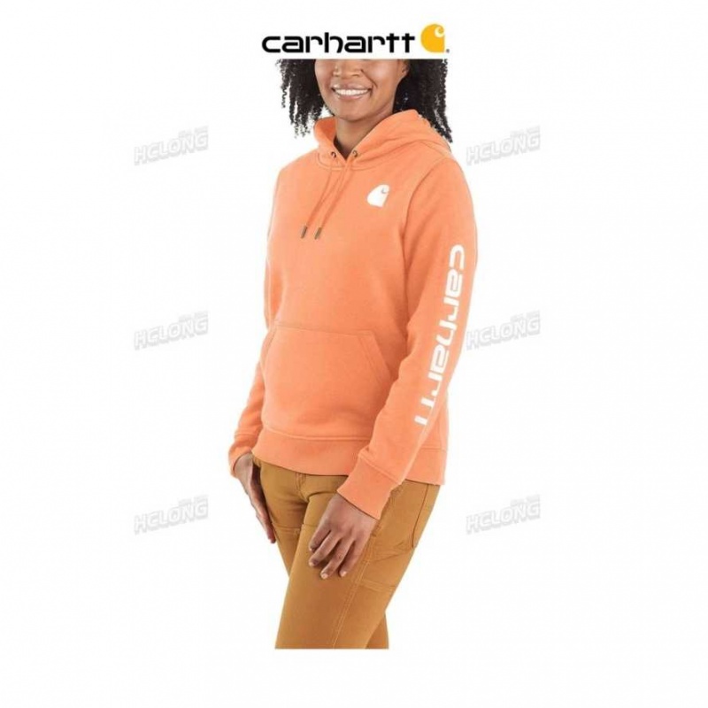 Orange Carhartt Relaxed Fit Midweight Logo Sleeve Graphique Sweatshirt - Danmark HQQ-8414111