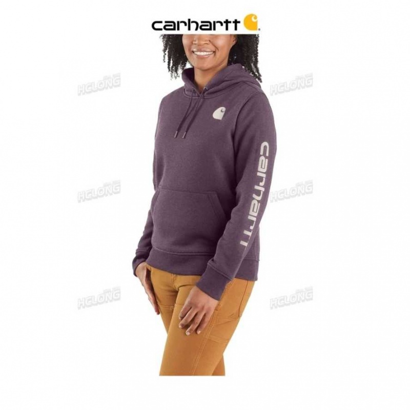 Blackberry Heather Carhartt Relaxed Fit Midweight Logo Sleeve Graphique Sweatshirt Blackberry - Danmark BDP-4624520