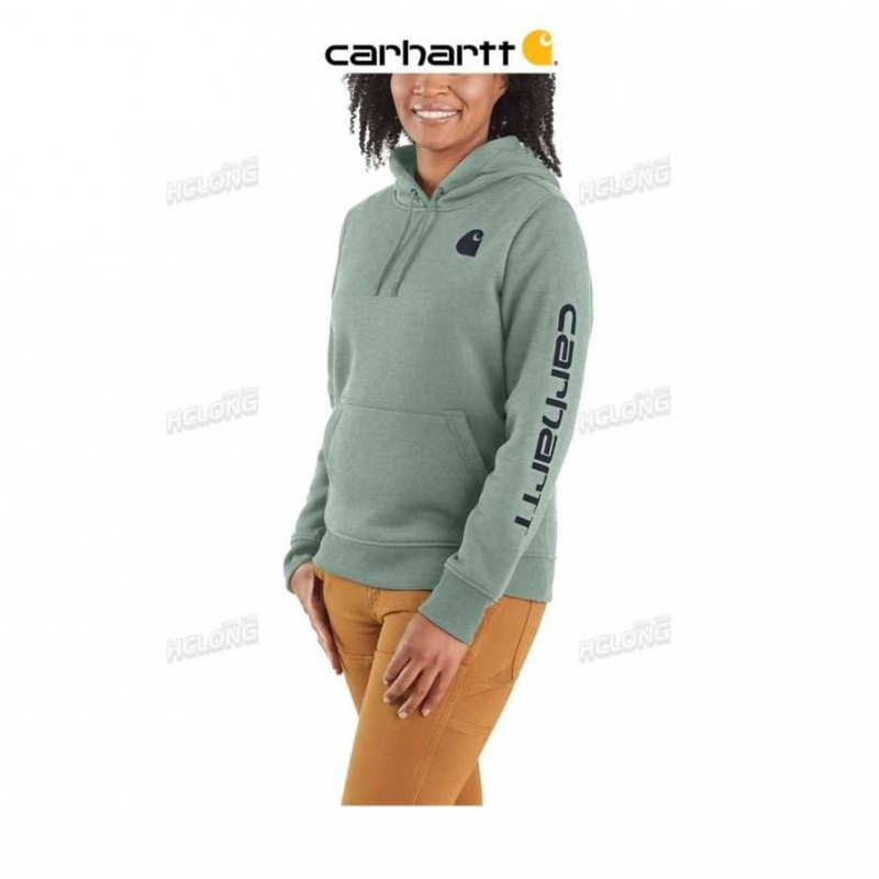 Jade Heather Carhartt Relaxed Fit Midweight Logo Sleeve Graphique Sweatshirt Jade - Danmark XIN-7684681