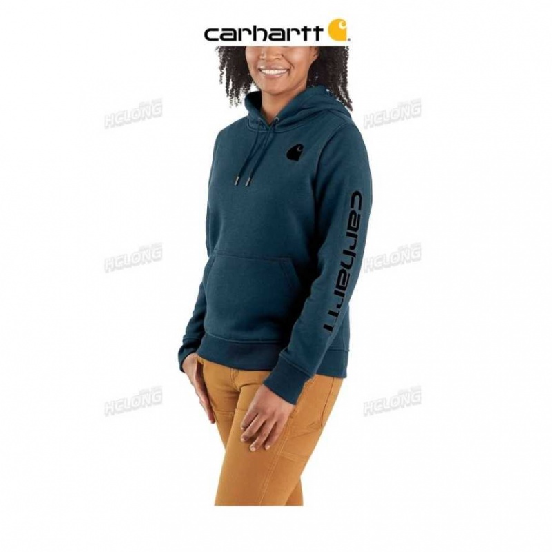 Bleu Carhartt Relaxed Fit Midweight Logo Sleeve Graphique Sweatshirt - Danmark JQW-4016899