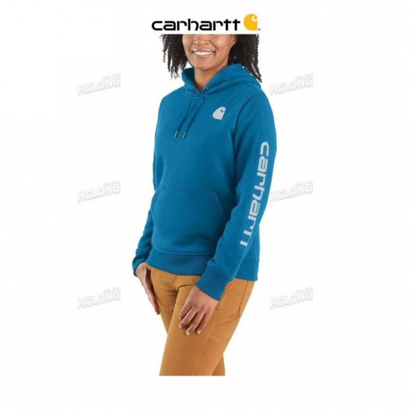 Bleu Carhartt Relaxed Fit Midweight Logo Sleeve Graphique Sweatshirt - Danmark VVA-0447967