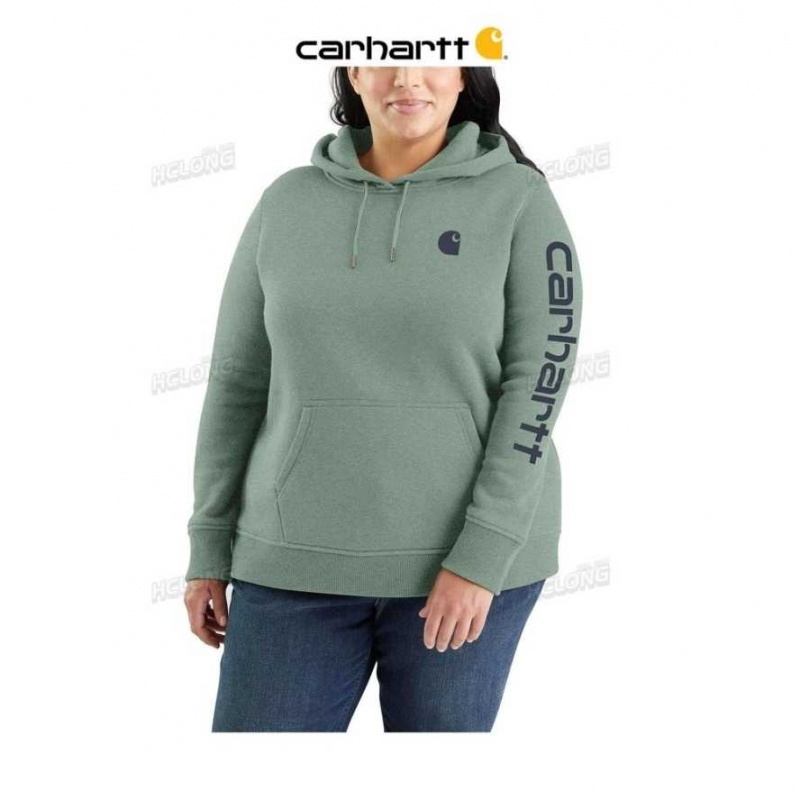 Jade Heather Carhartt Relaxed Fit Midweight Logo Sleeve Graphique Sweatshirt Jade - Danmark XIN-7684681