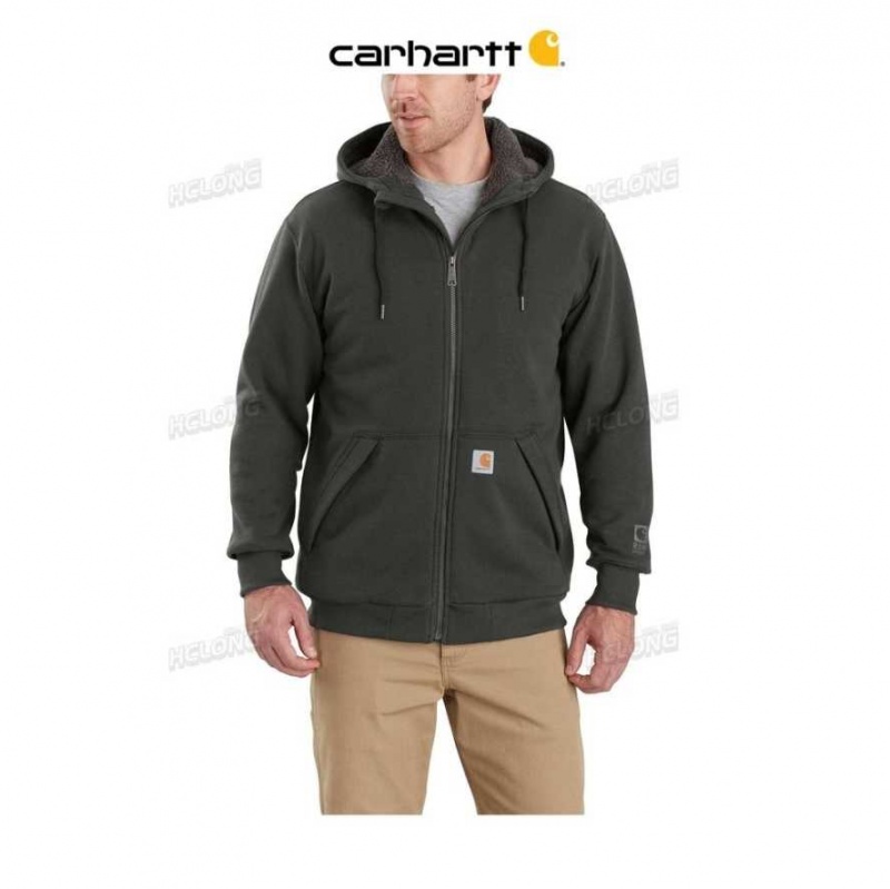 Peat Carhartt Rain Defender Relaxed Fit Midweight Sherpa-Doublée Full-Zip Sweatshirt - Danmark CQB-6783258