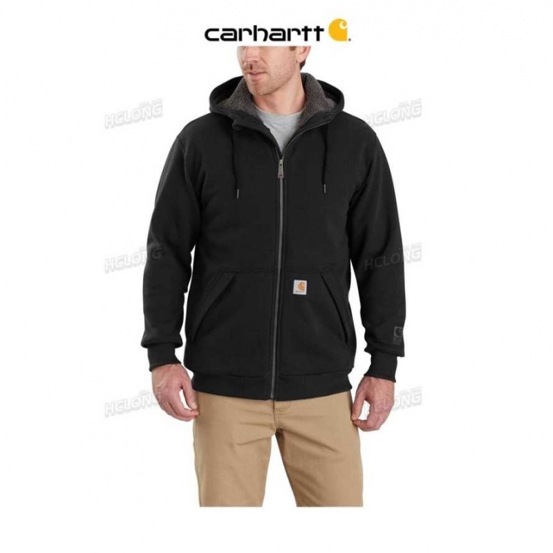 Noir Carhartt Rain Defender Relaxed Fit Midweight Sherpa-Doublée Full-Zip Sweatshirt - Danmark KZY-8271609