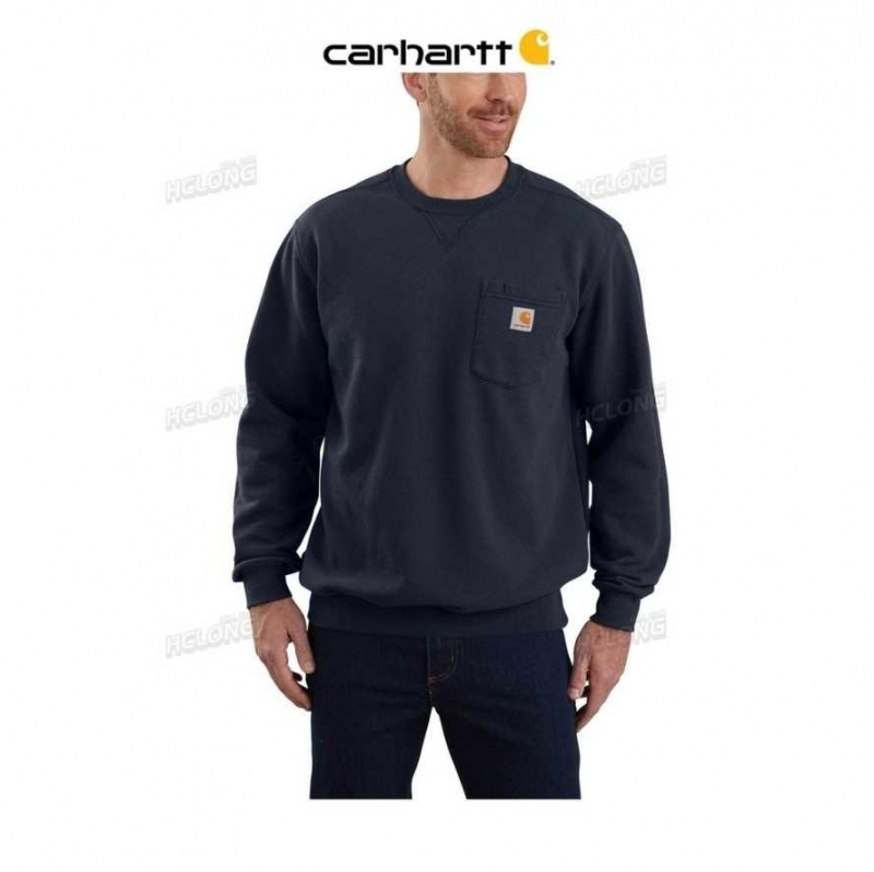 Bleu Marine Carhartt Loose Fit Midweight Crewneck Pocket Sweatshirt Bleu - Danmark BGV-8515391