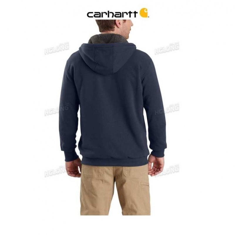 Bleu Marine Carhartt Rain Defender Relaxed Fit Midweight Sherpa-Doublée Full-Zip Sweatshirt Bleu - Danmark LHE-9515747