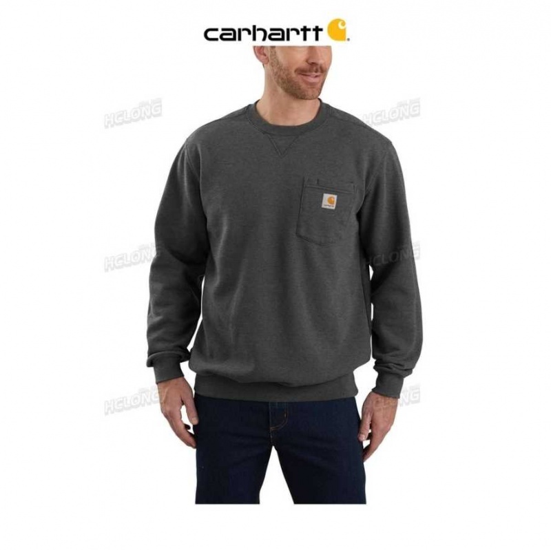 Carbon Heather Carhartt Loose Fit Midweight Crewneck Pocket Sweatshirt Carbon - Danmark GIS-2512328