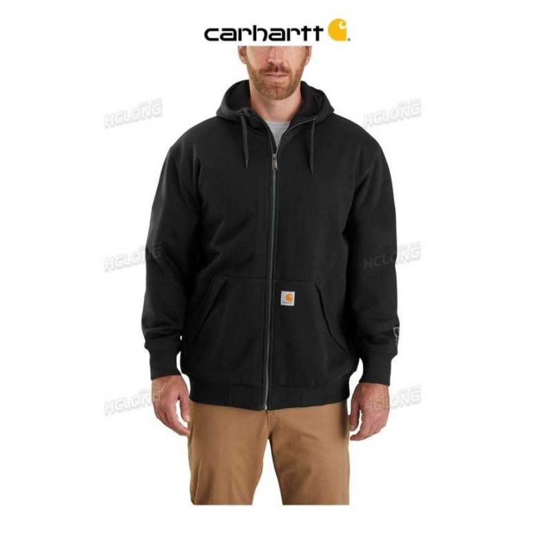 Noir Carhartt Rain Defender Loose Fit Midweight Thermal-Doublée Full-Zip Sweatshirt - Danmark PHD-8570261