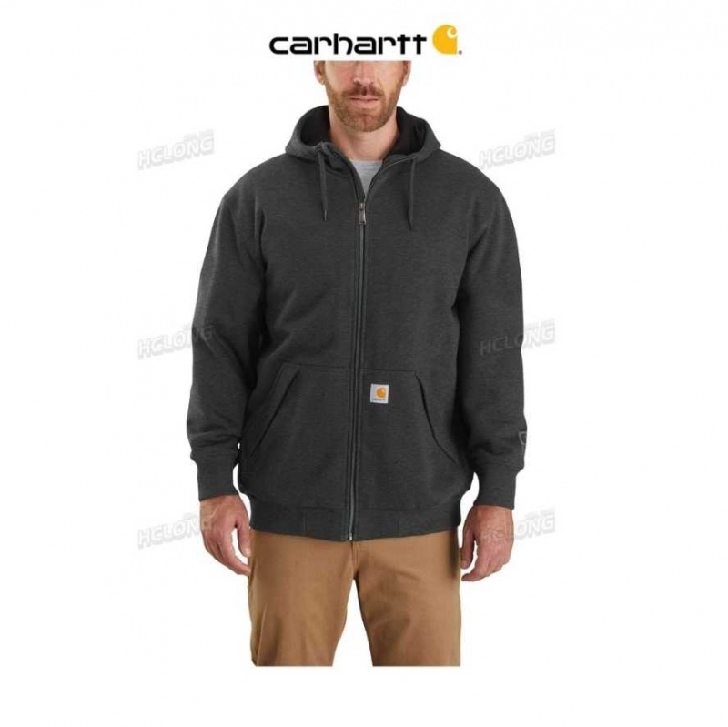 Carbon Heather Carhartt Rain Defender Loose Fit Midweight Thermal-Doublée Full-Zip Sweatshirt Carbon - Danmark NFU-1016989