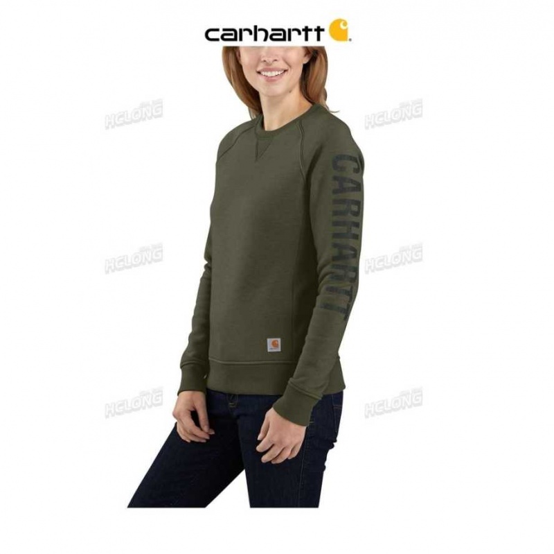 Basil Heather Carhartt Relaxed Fit Midweight Crewneck Block Logo Sleeve Graphique Sweatshirt Basil - Danmark QMV-8897311