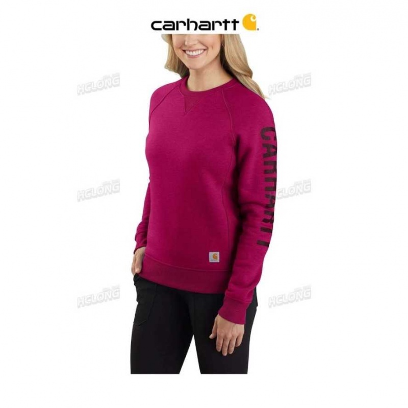 Rouge Carhartt Relaxed Fit Midweight Crewneck Block Logo Sleeve Graphique Sweatshirt - Danmark YVQ-0262825