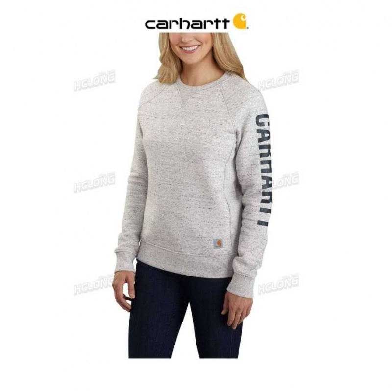 Asphalt Heather Nep Carhartt Relaxed Fit Midweight Crewneck Block Logo Sleeve Graphique Sweatshirt Asphalt Heather - Danmark LEH-6843288