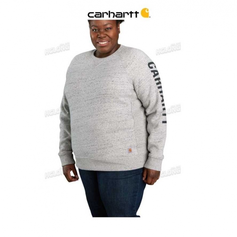 Asphalt Heather Nep Carhartt Relaxed Fit Midweight Crewneck Block Logo Sleeve Graphique Sweatshirt Asphalt Heather - Danmark LEH-6843288