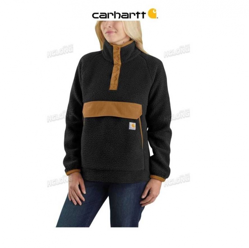 Noir Carhartt Relaxed Fit Fleece Pullover - 2 Warmer Rating - Danmark HGT-6393586