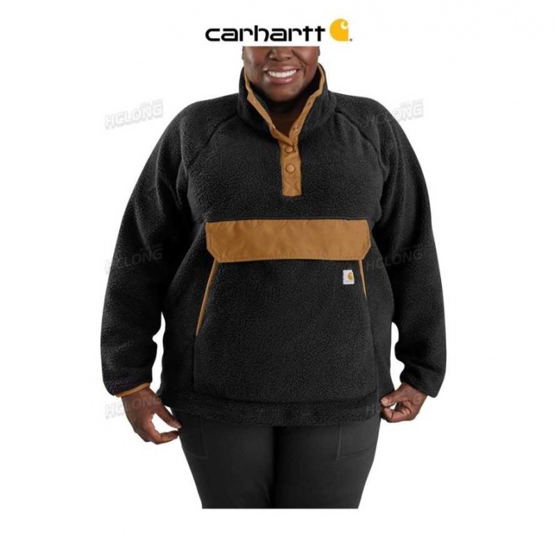 Noir Carhartt Relaxed Fit Fleece Pullover - 2 Warmer Rating - Danmark HGT-6393586