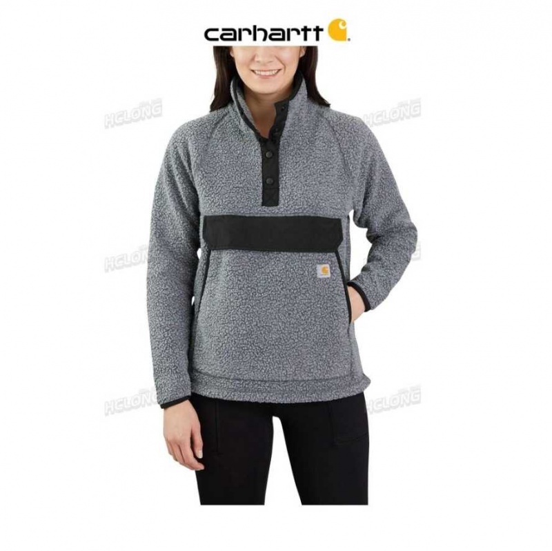 Granite Heather Carhartt Relaxed Fit Fleece Pullover - 2 Warmer Rating Granite - Danmark WCO-0082966