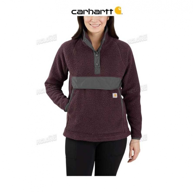 Blackberry Heather Carhartt Relaxed Fit Fleece Pullover - 2 Warmer Rating Blackberry - Danmark QWB-9018091