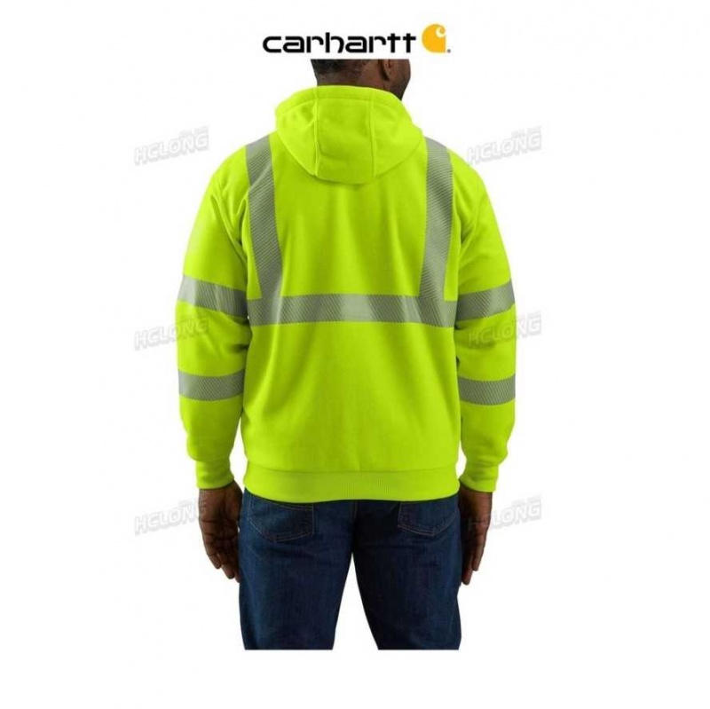 Brite Lime Carhartt High-Visibility Loose Fit Midweight Thermal-Doublée Full-Zip Class 3 Sweatshirt Brite - Danmark NQV-2456608