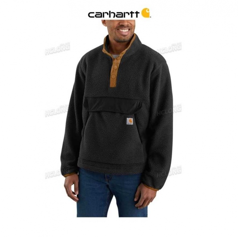 Noir Carhartt Relaxed Fit Fleece Snap Front Jacket - Danmark ZFD-9545994