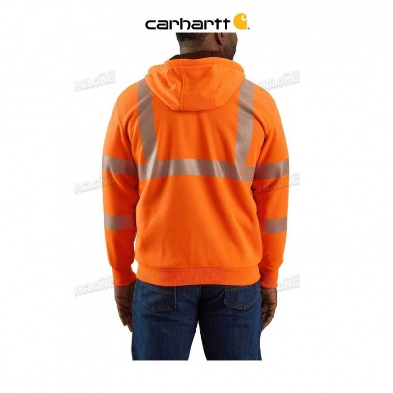 Orange Carhartt High-Visibility Loose Fit Midweight Thermal-Doublée Full-Zip Class 3 Sweatshirt - Danmark RMV-1041379