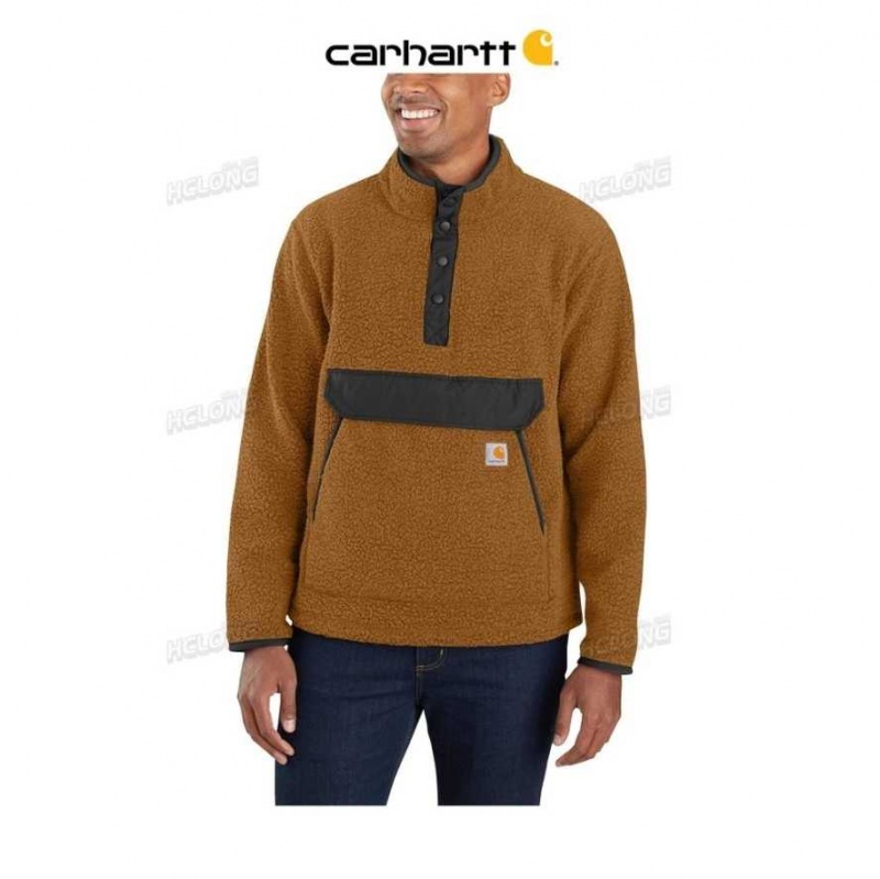 Marron Carhartt Relaxed Fit Fleece Snap Front Jacket - Danmark NST-3773125