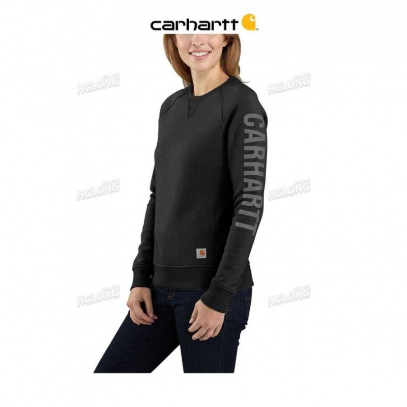 Noir Carhartt Relaxed Fit Midweight Crewneck Block Logo Sleeve Graphique Sweatshirt - Danmark PHA-2048371