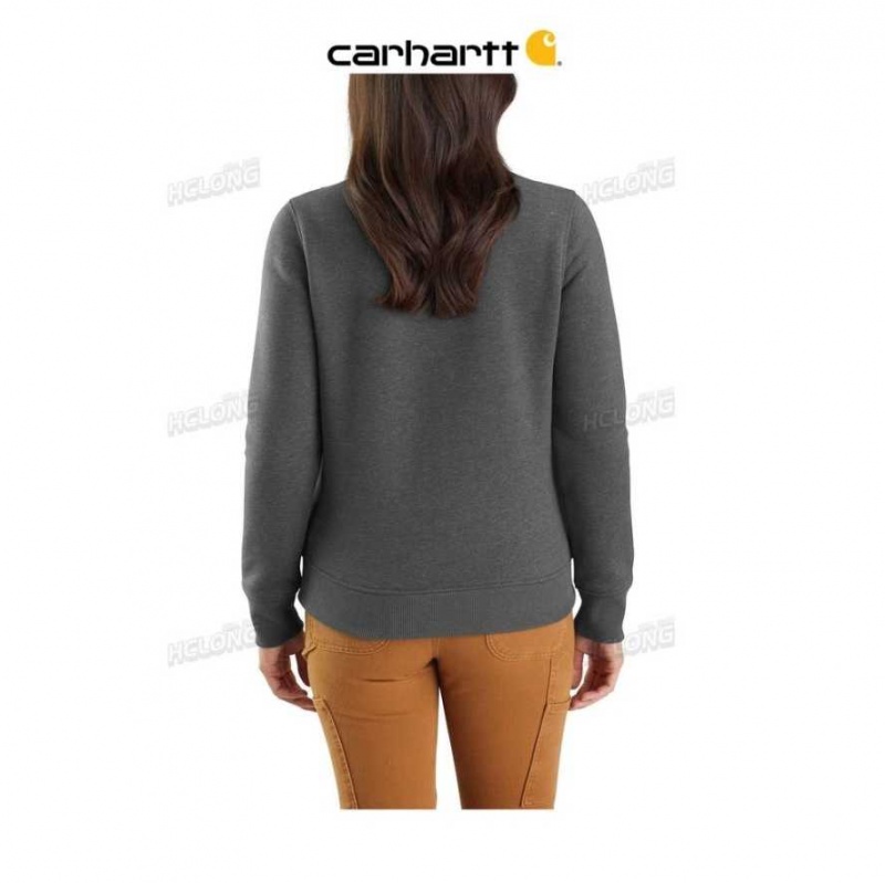 Carbon Heather Carhartt Relaxed Fit Midweight Quarter-Zip Mock-Neck Sweatshirt Carbon - Danmark JAP-5788632