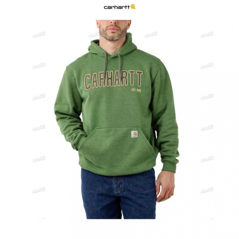 Arborvitae Heather Carhartt Loose Fit Midweight Felt Logo Graphique Sweatshirt Arborvitae - Danmark HRJ-6468587