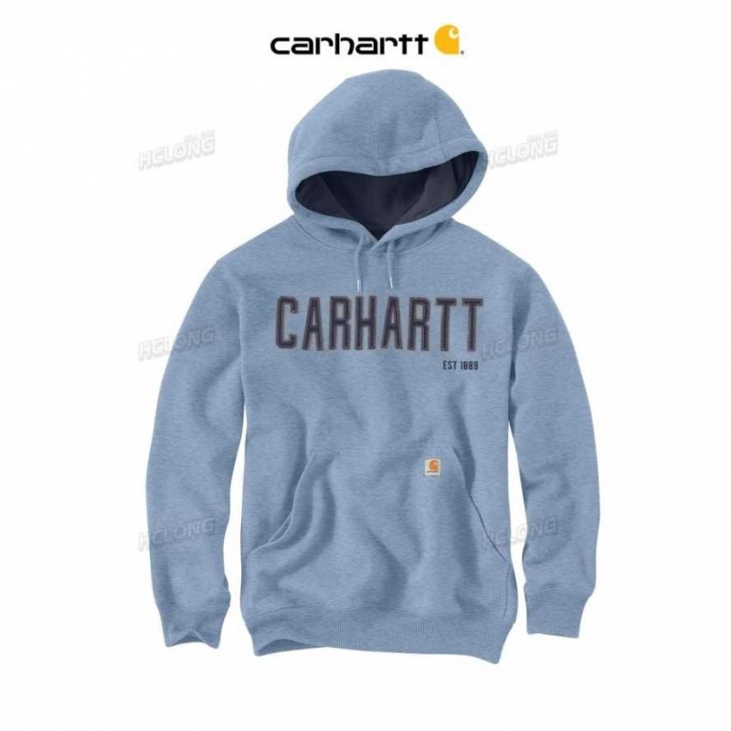 Bleu Carhartt Loose Fit Midweight Felt Logo Graphique Sweatshirt - Danmark IJL-3975621