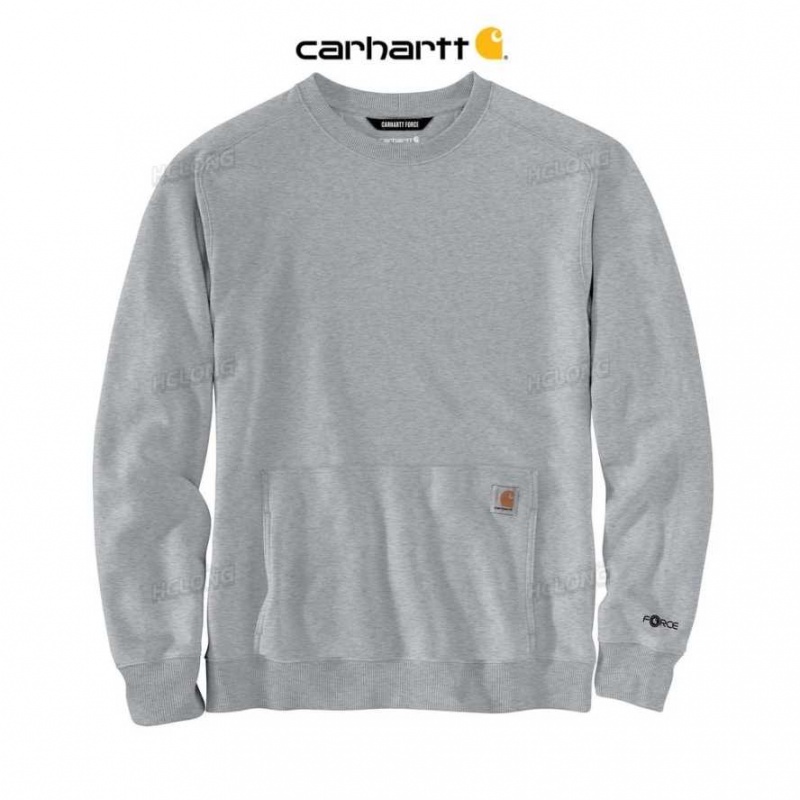 Asphalt Heather Carhartt Force Relaxed Fit Legere Crewneck Sweatshirt Asphalt - Danmark NEV-3046148