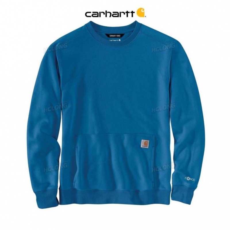 Bleu Carhartt Force Relaxed Fit Legere Crewneck Sweatshirt - Danmark OWB-9865388