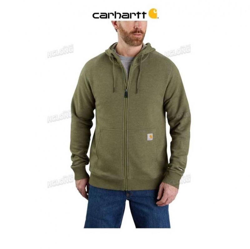 Basil Heather Carhartt Force Relaxed Fit Legere Full-Zip Sweatshirt Basil - Danmark MQK-1945488