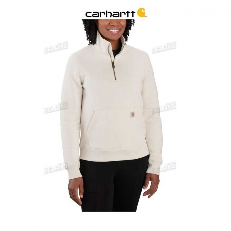 Malt Carhartt Relaxed Fit Midweight Quarter-Zip Sweatshirt - Danmark NIW-2688020