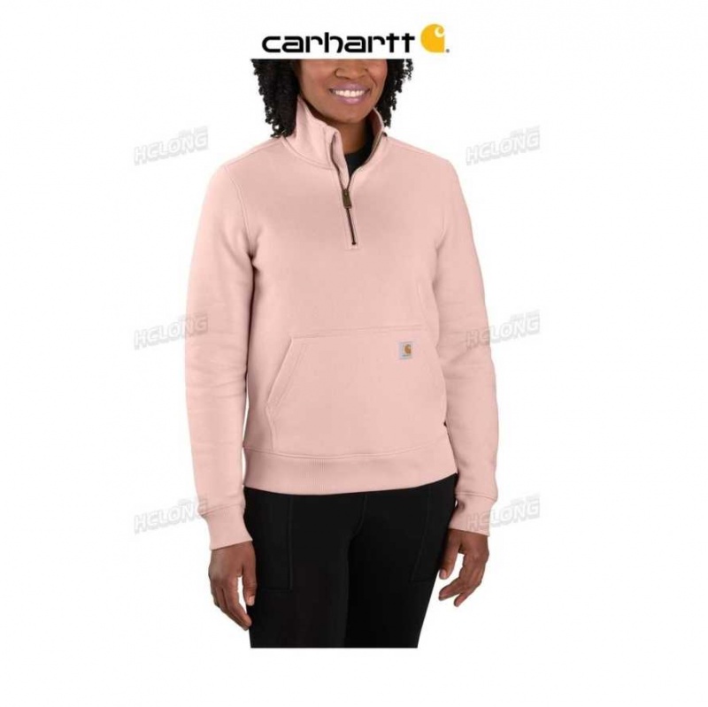 Rose Carhartt Relaxed Fit Midweight Quarter-Zip Sweatshirt - Danmark EKY-4584617