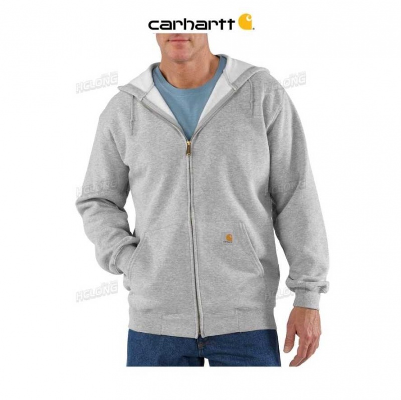 Heather Gray Carhartt Loose Fit Midweight Full-Zip Sweatshirt Heather - Danmark KCT-2313648