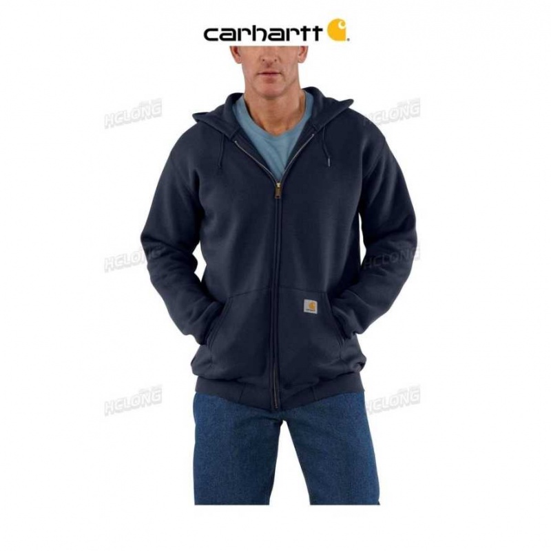 Bleu Marine Carhartt Loose Fit Midweight Full-Zip Sweatshirt Bleu - Danmark MZV-6239198