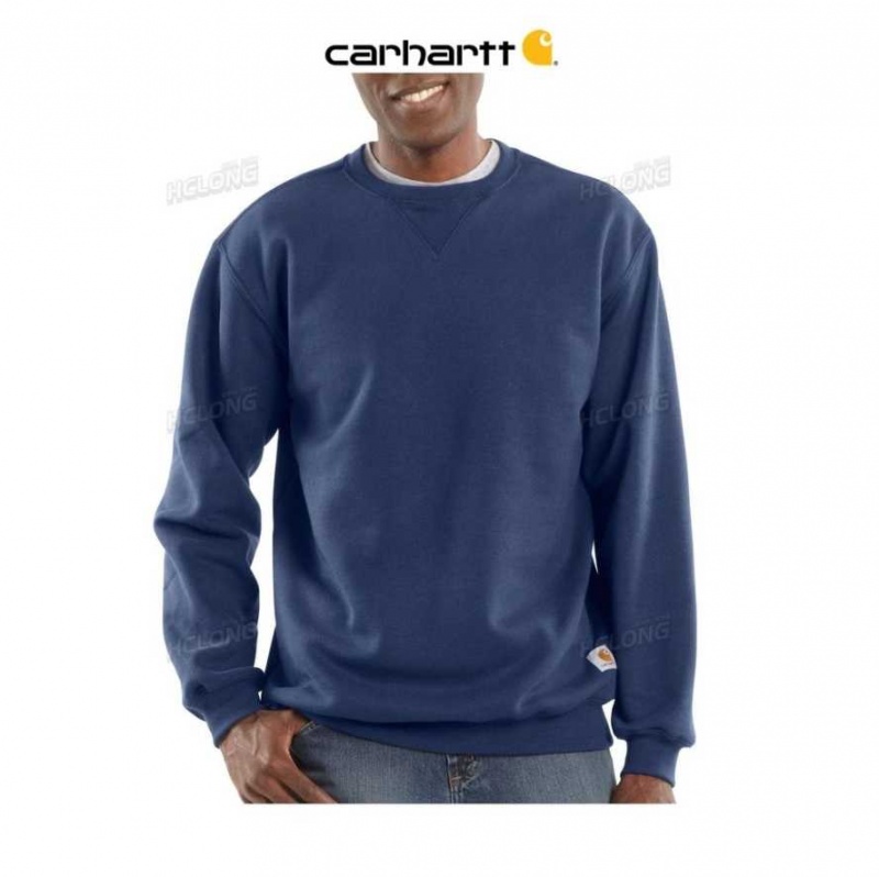 Bleu Marine Carhartt Midweight Crewneck Sweatshirt Bleu - Danmark JDR-2696585