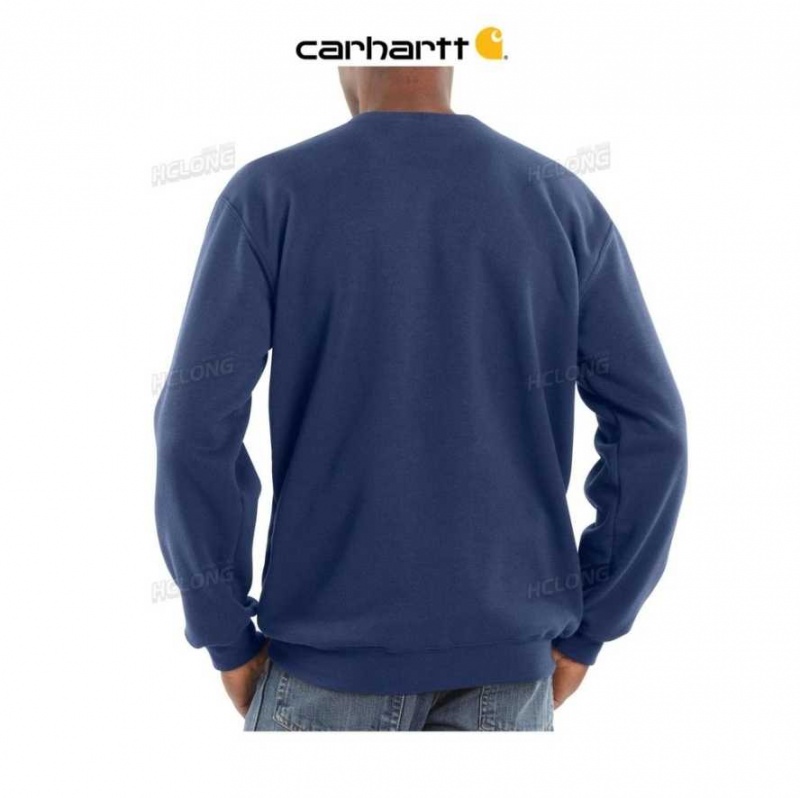 Bleu Marine Carhartt Midweight Crewneck Sweatshirt Bleu - Danmark JDR-2696585