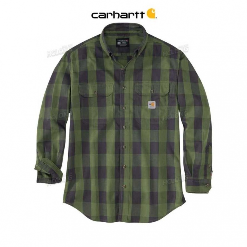 Basil Carhartt Flame Resistant Force Rugged Flex Loose Fit Twill Long-Sleeve Plaid Shirt - Danmark MMM-1892366