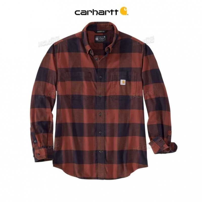 Rouge Carhartt Rugged Flex Relaxed Fit Midweight Flannel Long-Sleeve Plaid Shirt - Danmark IXW-7669426