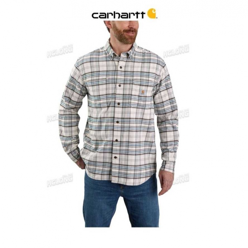 Malt Carhartt Rugged Flex Relaxed Fit Midweight Flannel Long-Sleeve Plaid Shirt - Danmark DOY-8888311