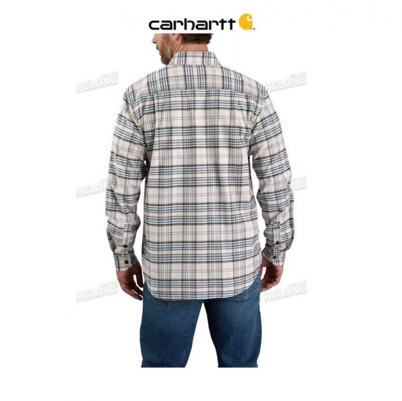 Malt Carhartt Rugged Flex Relaxed Fit Midweight Flannel Long-Sleeve Plaid Shirt - Danmark DOY-8888311