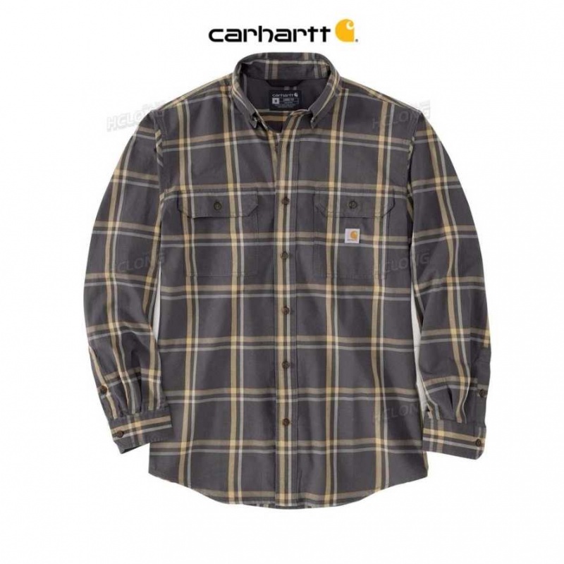 Shadow Carhartt Loose Fit Midweight Chambray Long-Sleeve Plaid Shirt - Danmark BPG-1518311