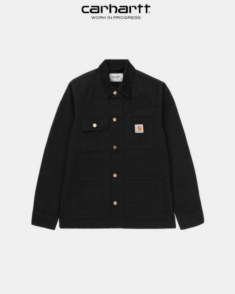 Noir Carhartt Wip Michigan Chore Coat (Spring) - Danmark OOD-1121326